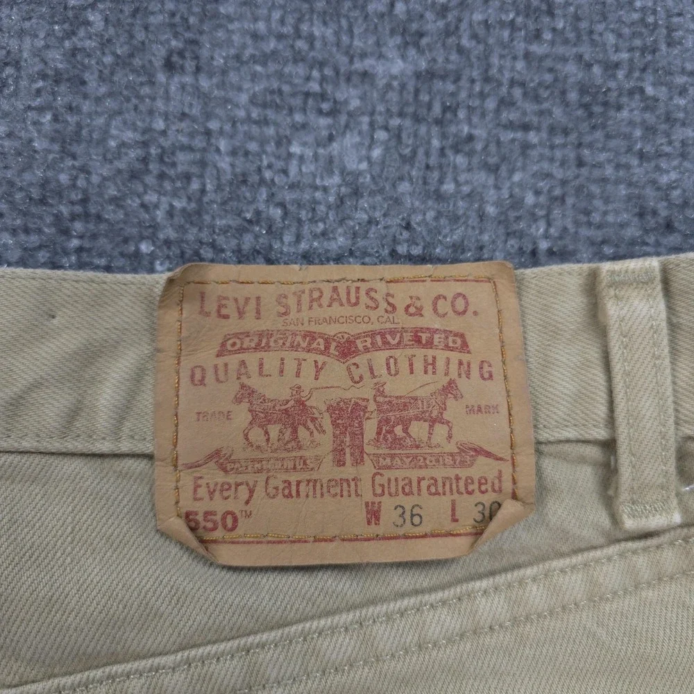 Vintage Levis Jeans Mens 36x30 Beige Denim‎ 550 Relaxed Tapered Made USA 90s